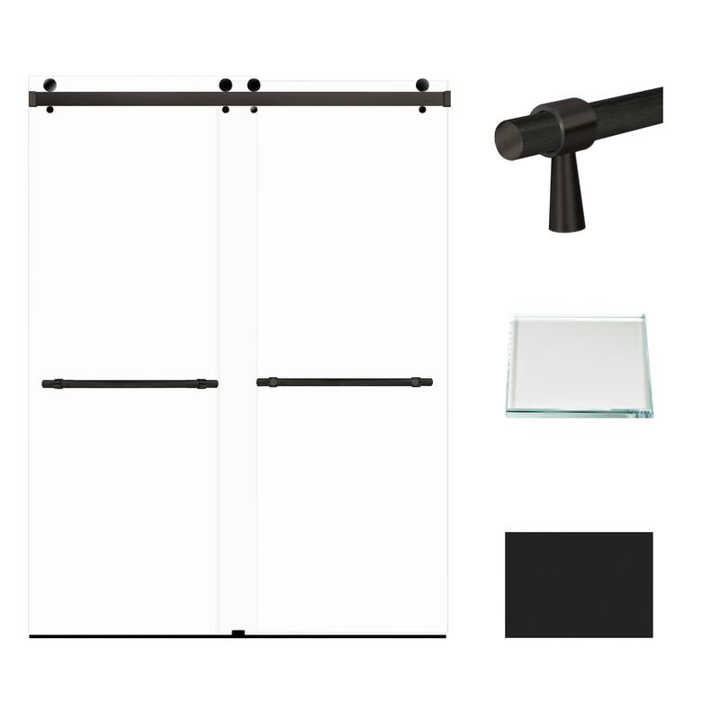 Transolid BYPT608010L-BK Brooklyn 80" High x 60" Wide Bypass Frameless - Matte Black