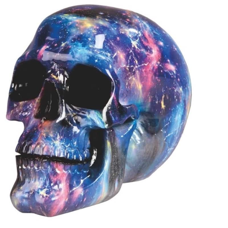 Q-Max 7"W Blue Cosmic Print Skull Statue Fantasy Decoration Figurine