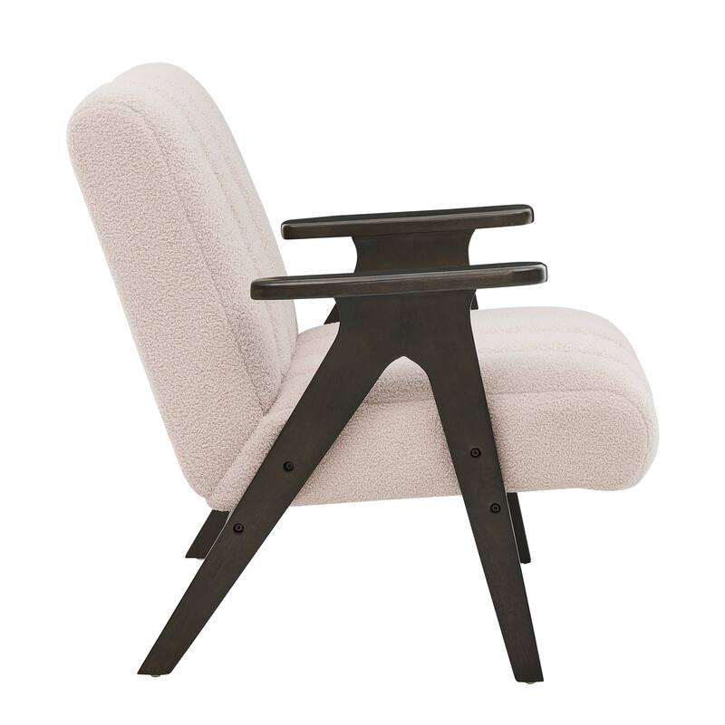 Beige Unique Reading Chair Dining Chair with Wooden Armrests, Decorative Chair Corner Chair Dressing Chair Padded Chair