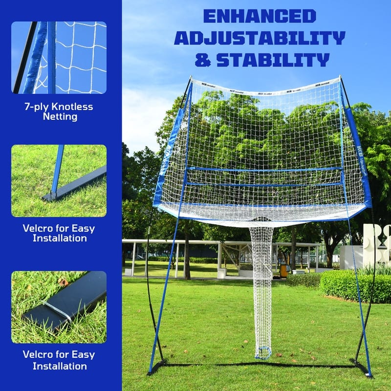 Volleyball Training Equipment Net, Adjustable Volleyball Practice Net Station - 11*18FT