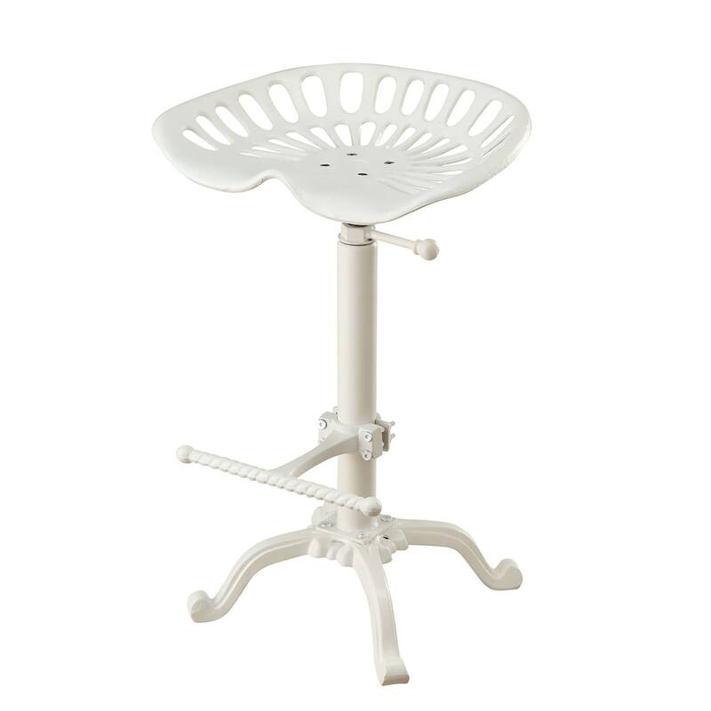 Adjustable Tractor Seat Barstool - 22.5" - White