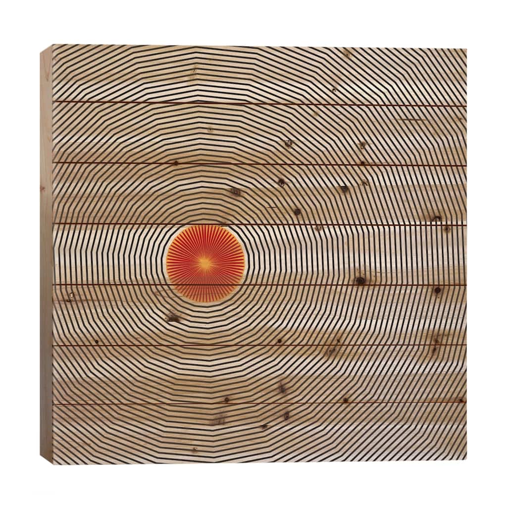 Modern Art- Sun Illusion Print On Wood by 5by5collective - Multi-Color