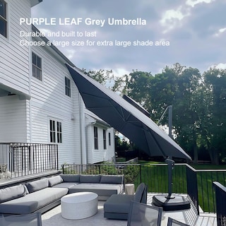 PURPLE LEAF Luxurious Design Square Patio Cantilever Umbrellas with Base