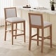 preview thumbnail 2 of 13, Set of 2 Beige Wood Frame Counter Height Bar Stool Fabric Accent Chair