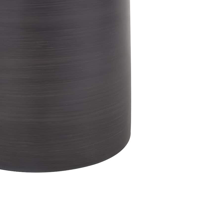 Glass Tall Brushed Two-Toned Floor Decorative Vase with Textured Silver Top - Black - Roche River Decor