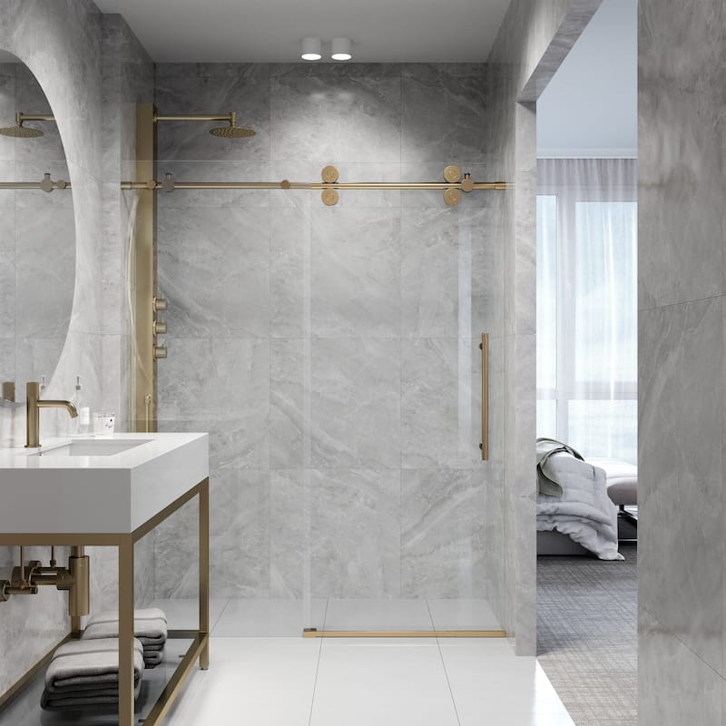 VIGO Elan 56" to 60" W x 74" H Frameless Sliding Shower Door