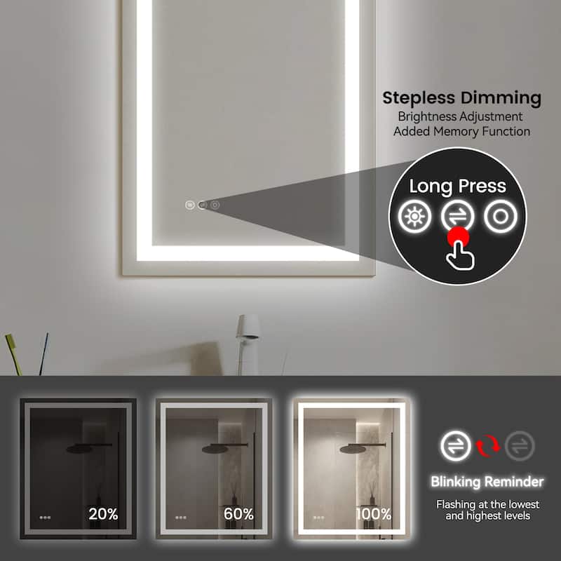 Topcraft LED Aluminum Framed Wall Mounted Bathroom Mirror