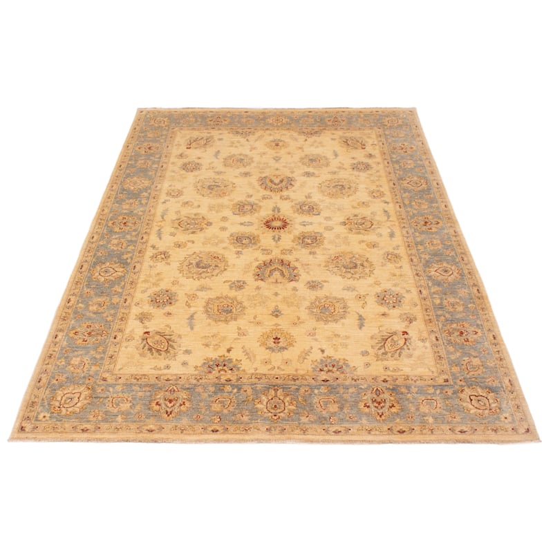 ECARPETGALLERY Hand-knotted Chobi Finest Ivory Wool Rug - 6'7 x 9'6