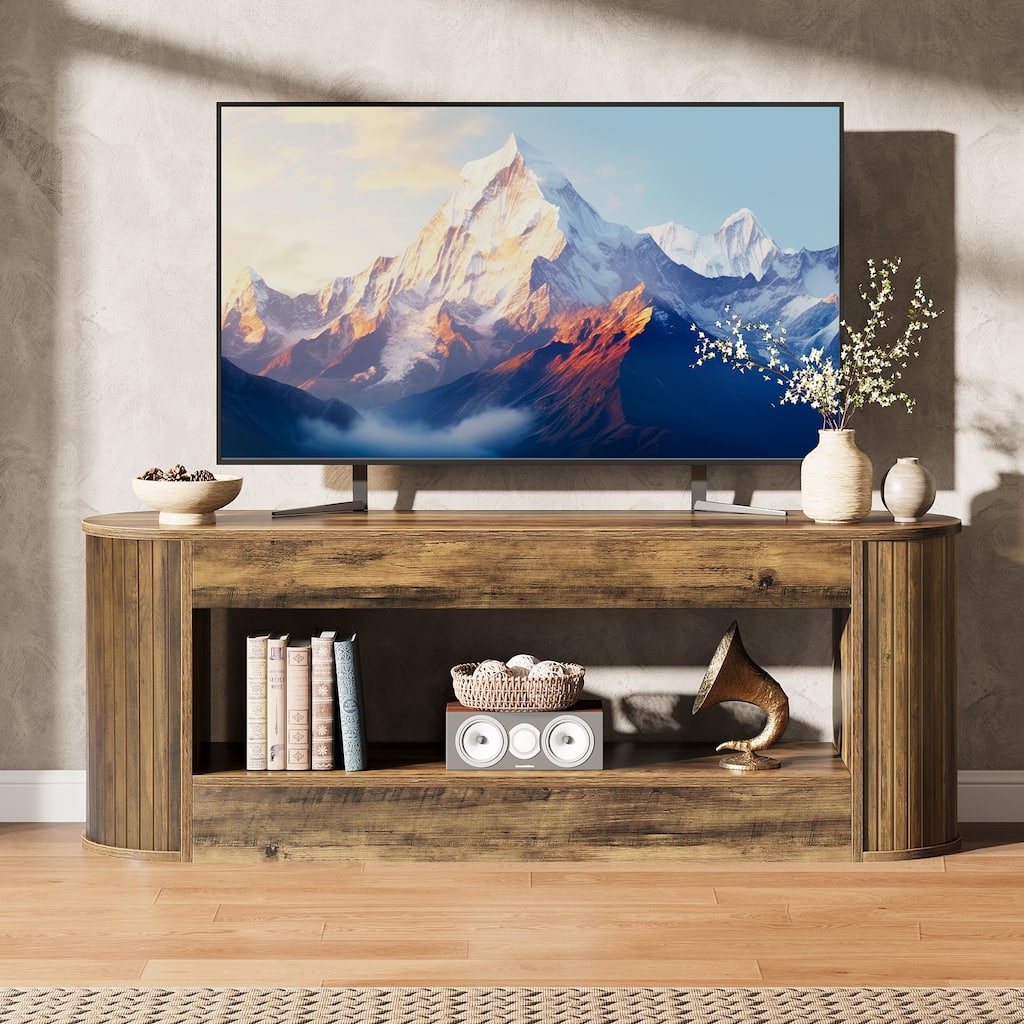 Farmhouse Wood Coffee Table with 2-Tier Storage Shelf