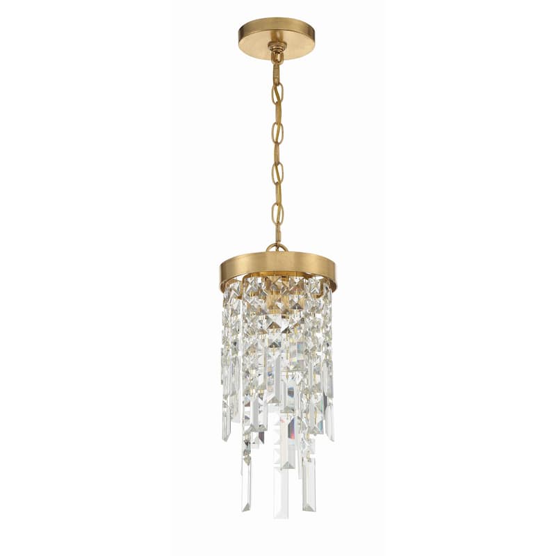 Winfield 1 Light Antique Gold Pendant - 7"W x 16"H x 7"D