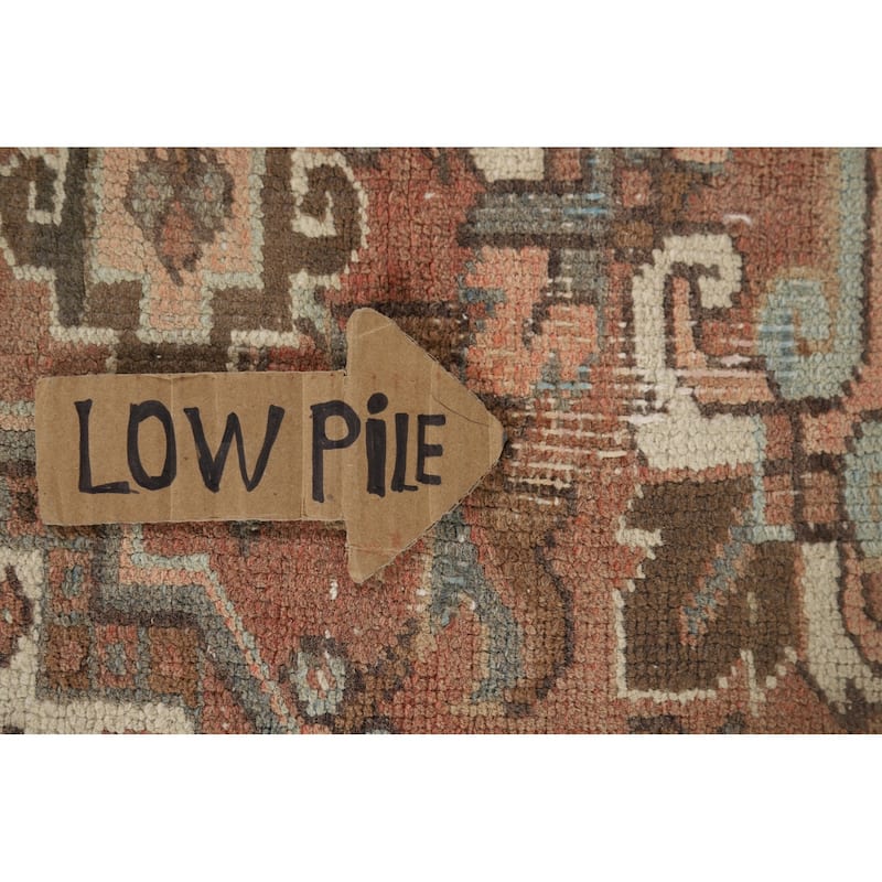 Geometric Heriz Vintage Persian Area Rug Hand-Knotted Wool Carpet - 8'0" x 10'9"