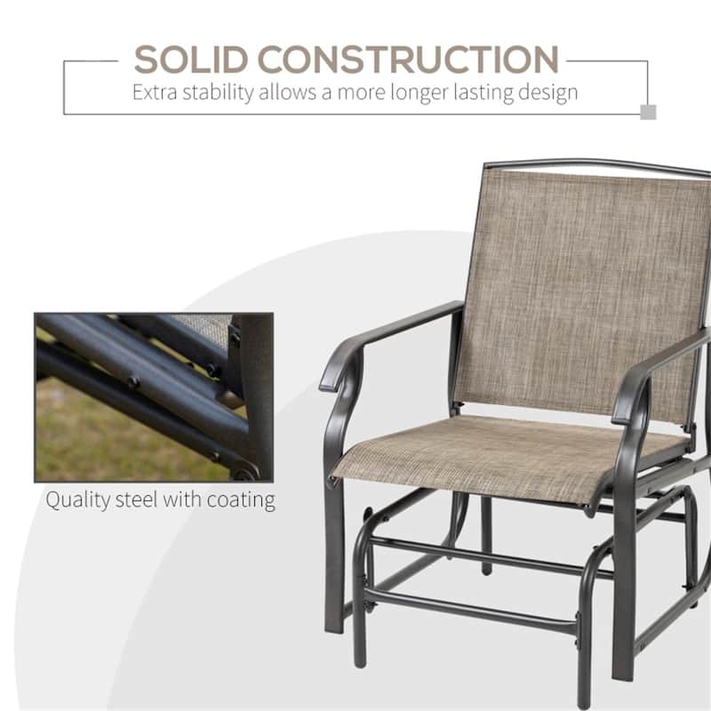 Two-Piece Outdoor Glider Chair Set with Breathable Mesh Seats and Smooth Gliding Frame - 25.5" W x 27.75" D x 36.25" H