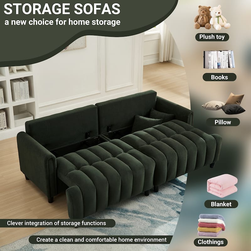 Futon Loveseat Couch Convertible into Sleeper Sofa Bed with Hidden Storage and Adjustable Backrest, Modern Loveseat Sleeper