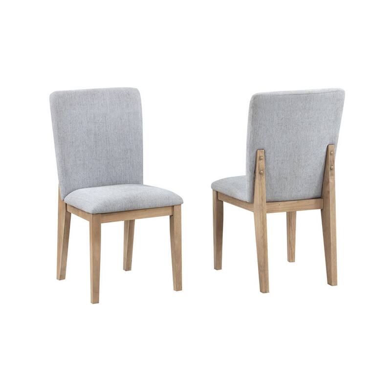 Emi 25 Inch Dining Chair Set of 2, Cushioned Seat, Gray Linen Upholstery