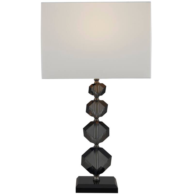 Black Crystal Geometric Diamond Inspired Room Table Lamp with Black Crystal Base