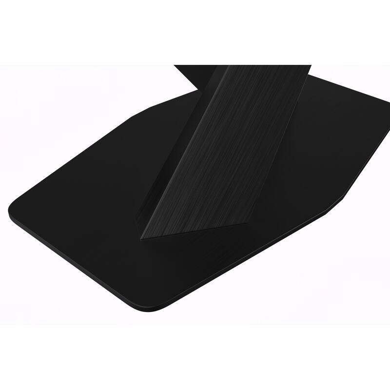 Voren Dining Table with Stone or Glass Tabletop in Black Steel Base