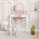 preview thumbnail 9 of 53, Costway Kids Vanity Table & Stool Set with Cute Polka Dot Print - See Details
