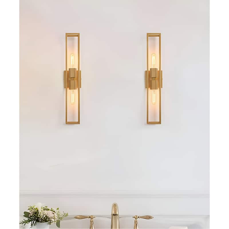 2 - Light Metal Frame A-Frame Sign Holder Wall Scone Symmetrical Geometric Vanity Light