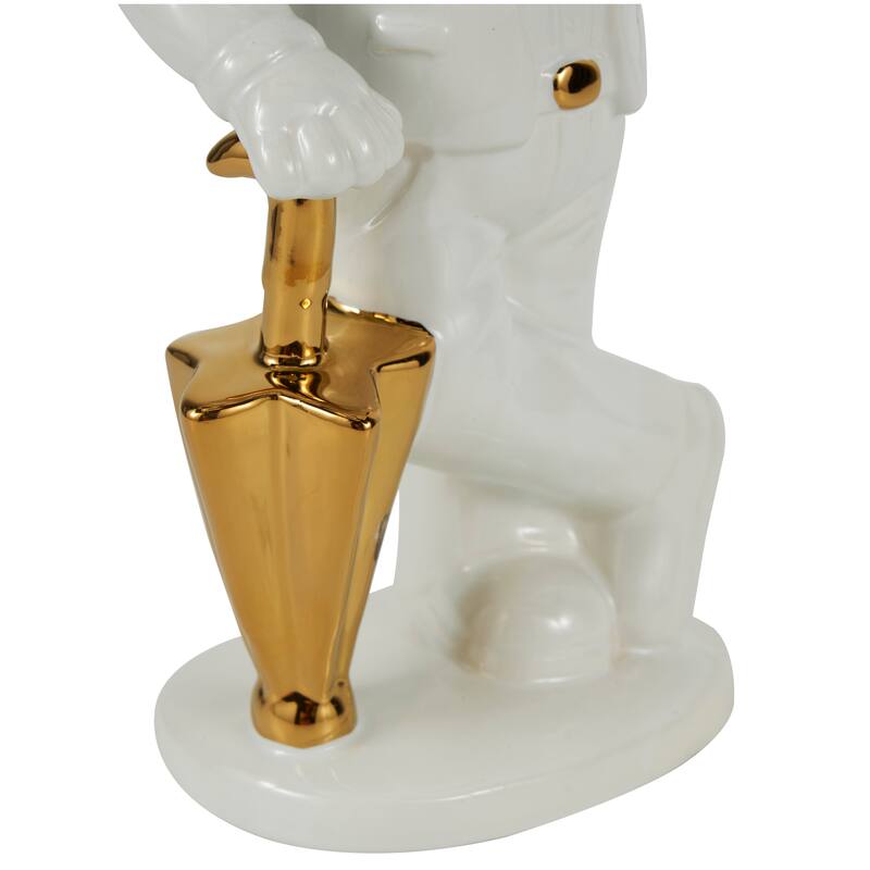 Black or White Ceramic Bulldog Sculpture with Gold Accents