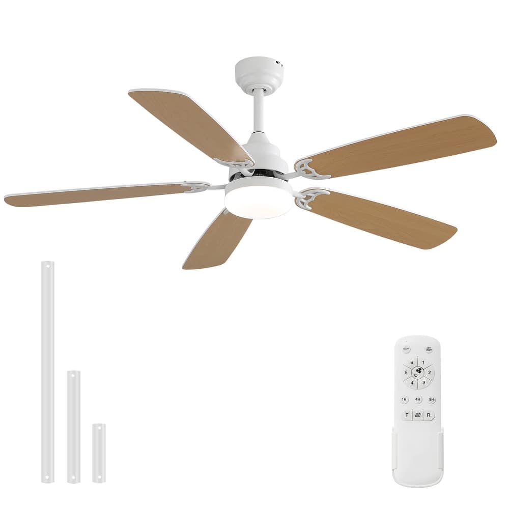 Sofucor 52 Inch Ceiling Fan,5 Dual Finish Plywood Blades,Reversible DC Motor,Remote Control,LED Light,Farmhouse