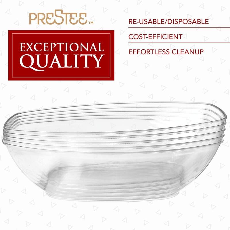 12/24 Pack Clear Oval Plastic Serving Bowls (64 Oz) / Disposable Dishes - 64 Oz