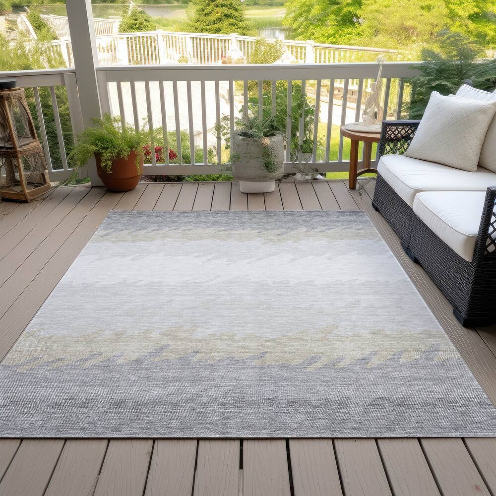 Machine Washable Indoor/ Outdoor Chantille Ombre Abstract Rug