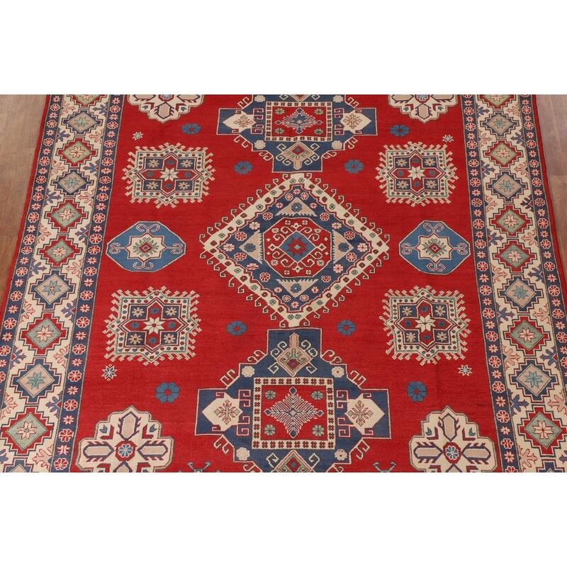 Red Kazak Rug Hand-Knotted Living Room Wool Carpet - 8'3"x 11'0"