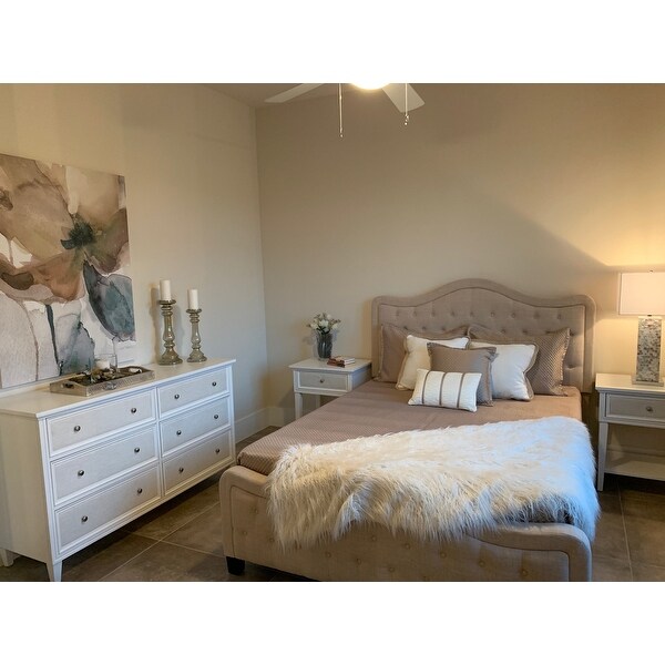 Top Product Reviews For Copper Grove Bons White Finish Beige Linen Drawer Face Dresser 26298381 Overstock