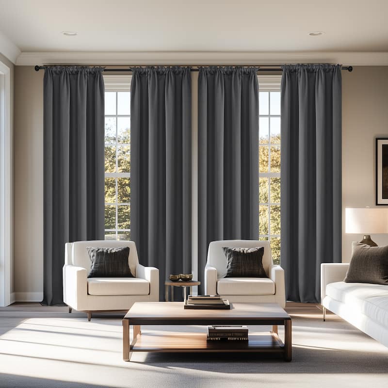Deconovo Solid Rod Pocket Curtain Panel Pair, Set of 4 Panels