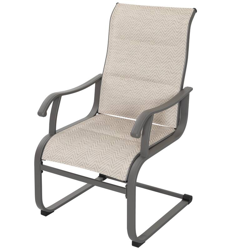 Outdoor Patio Dining Chairs, Breathable Textilene, Iron Frame