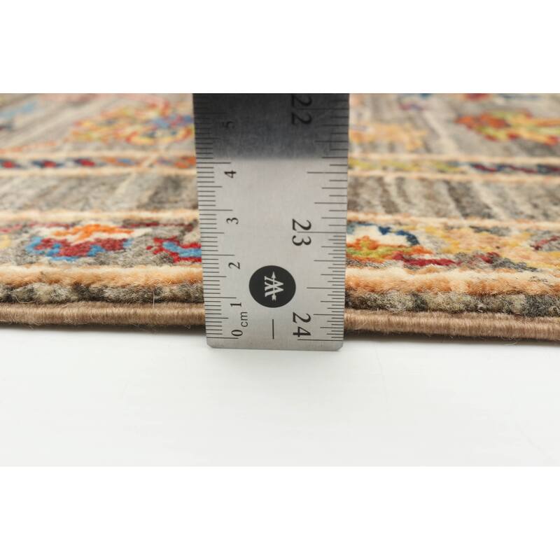 ECARPETGALLERY Hand-knotted Uzbek Ghazni Grey Wool Rug - 2'9 x 3'11