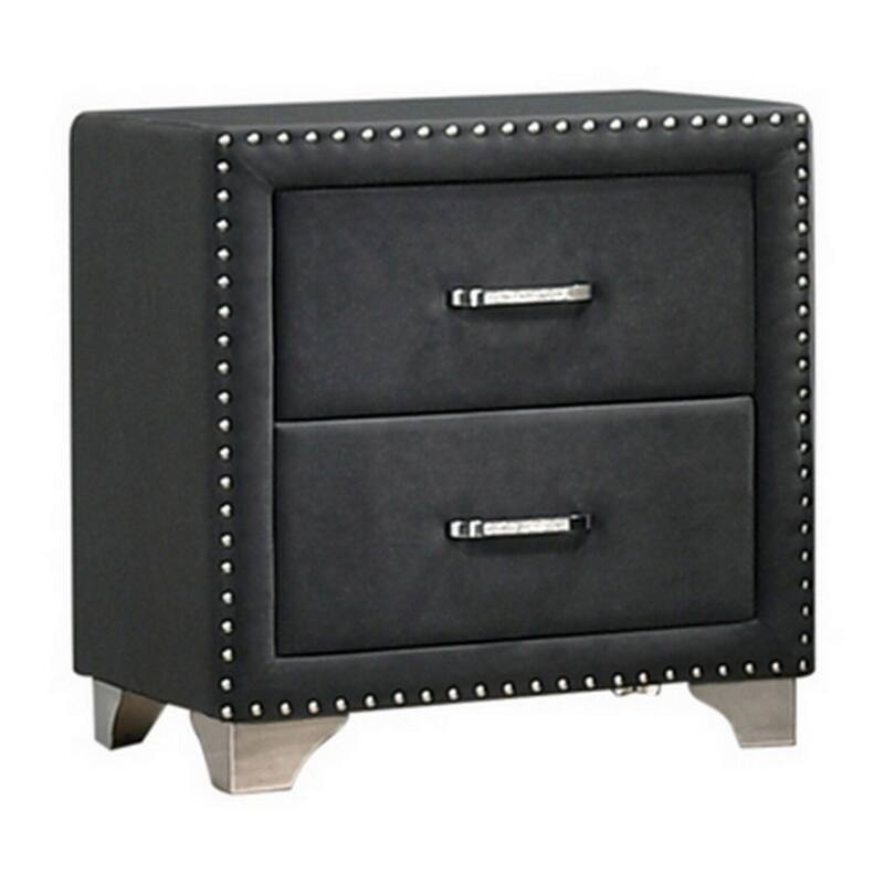 Gray/Chrome 2 Drawer 21 in. W Nightstand with Soft Velvet Upholstery