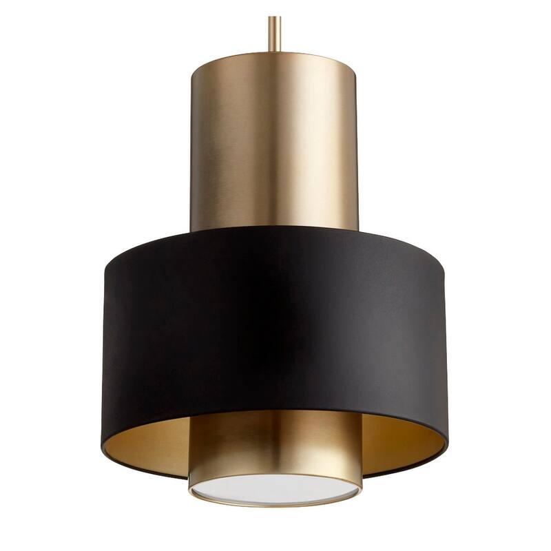 Quorum International 12" Wide Pendant - Noir / Aged Brass