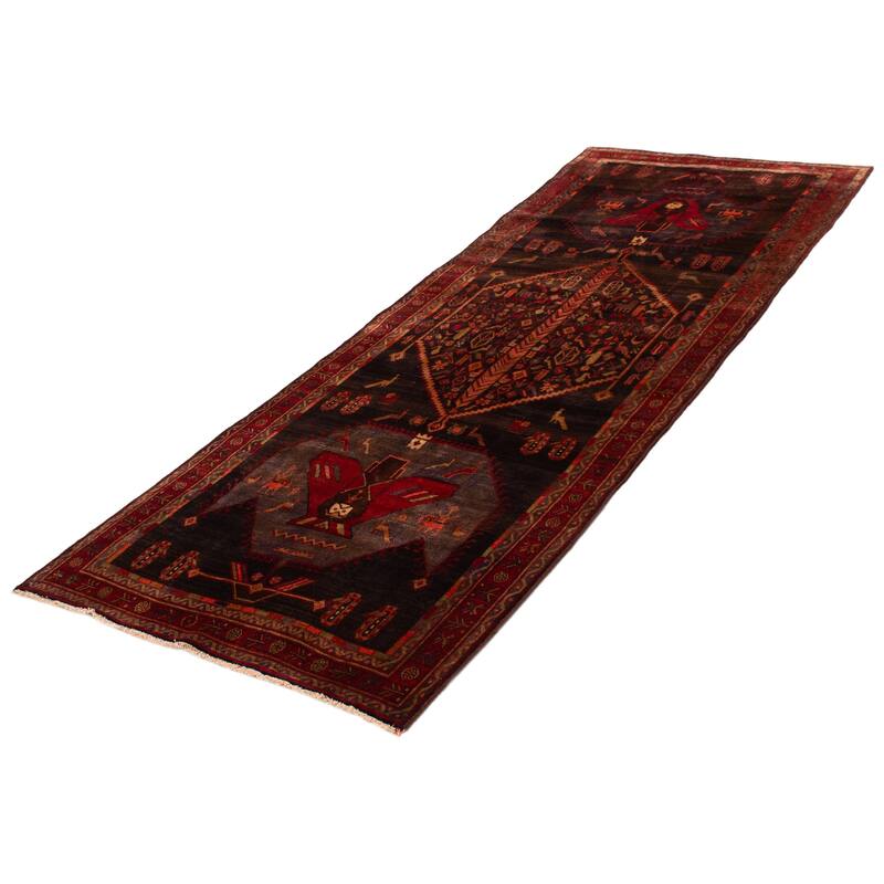 ECARPETGALLERY Hand-knotted Melis Vintage Black, Red Wool Rug - 5'0 x 13'1