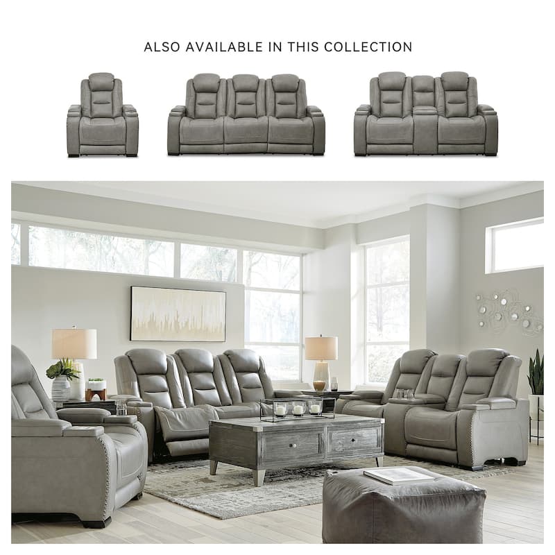 Signature Design by Ashley Man-Den Leather Power Adjustable Dual Reclining Sofa - 85" W x 40" D x 43" H