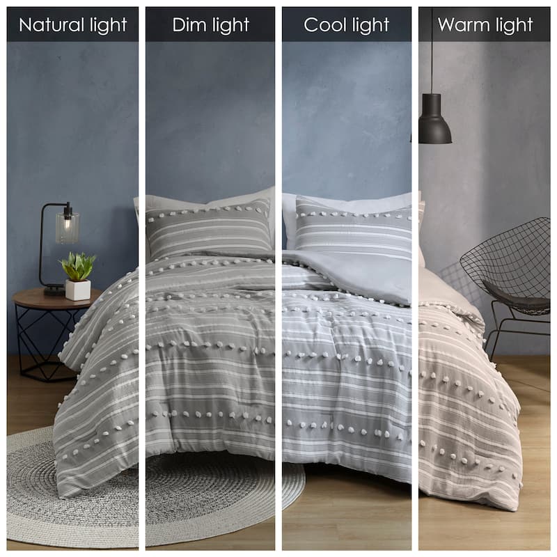 Intelligent Design Cillian Striped Clipped Jacquard Comforter Set