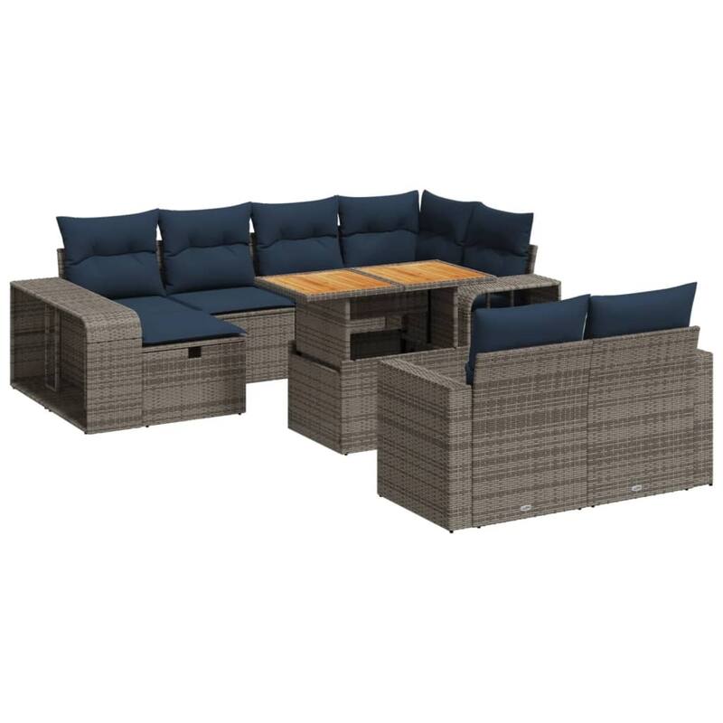 vidaXL Patio Sofa Set with Cushions Sectional Couches 11 Piece Poly Rattan