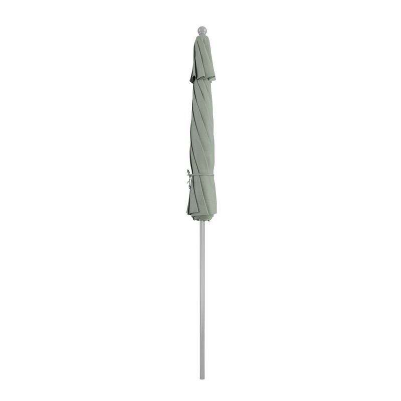 California Umbrella 9' Rd. Aluminum Frame, Fiberglass Rib Patio Umbrella, Push Open,Anodized Silver Finish, Sunbrella Fabric