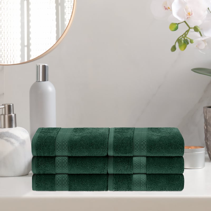 Superior Rayon from Bamboo and Cotton Hand Towel - (Set of 6) - Hunter Green