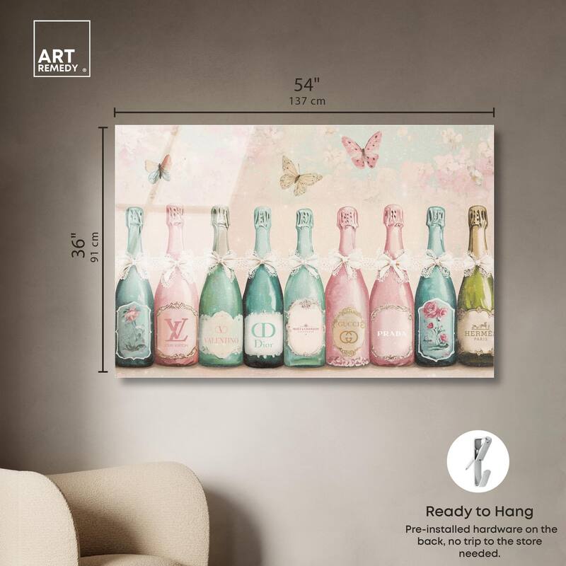 Champagne Mint and Pink Acrylic by Art Remedy, Ready to Hang