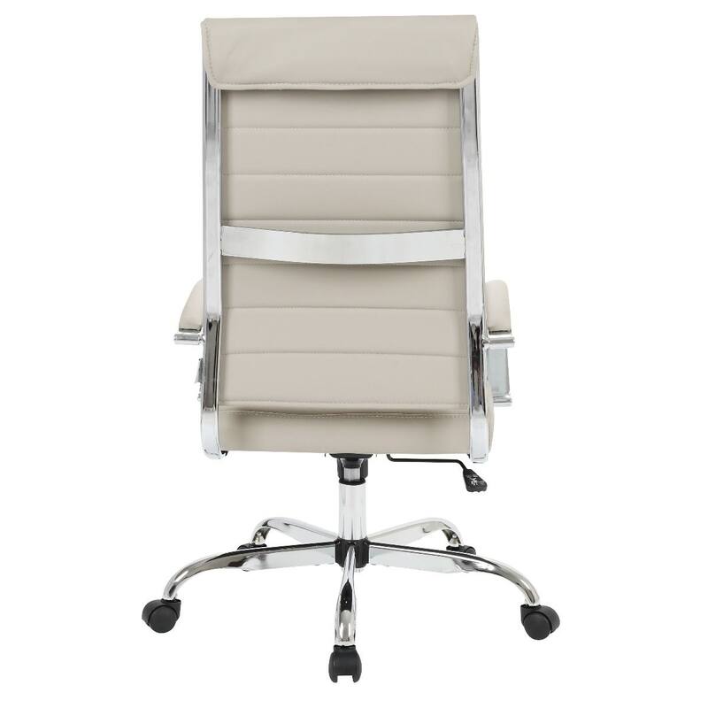 Benmar Leather Executive Office Chair with Chrome Frame, Adjustable Height, Tilt Lock, 360° Swivel, and Smooth Rolling Casters