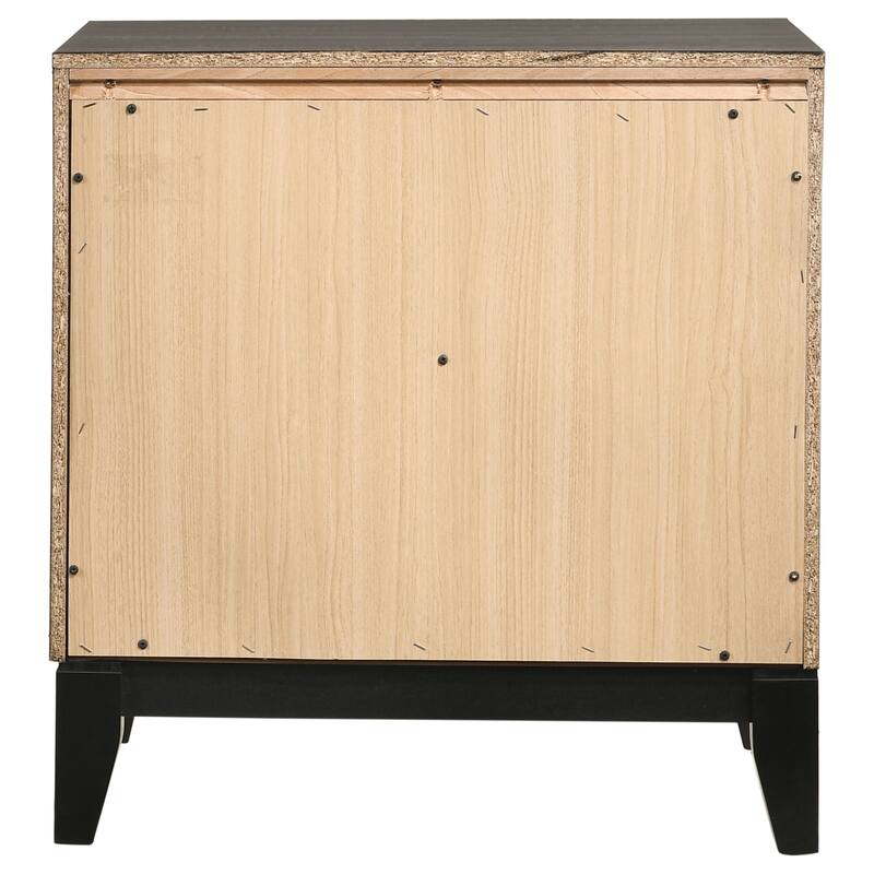Grey Oak 2-Drawer Nightstand with Metal Handle