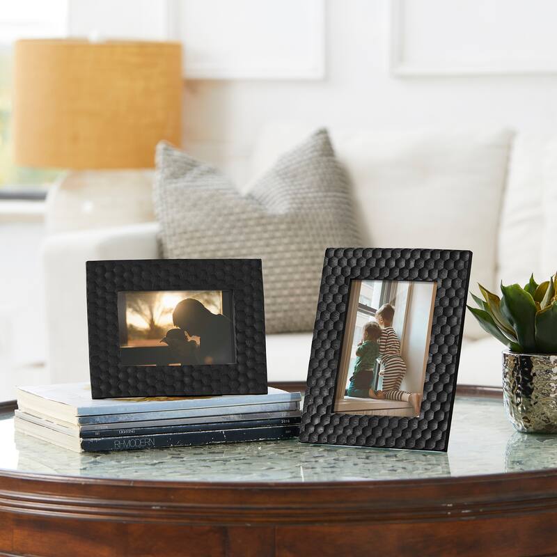 Glitzhome Set of 2 Xmas Honeycomb Resin Wall Tabletop Picture Frames-4x6,5x7