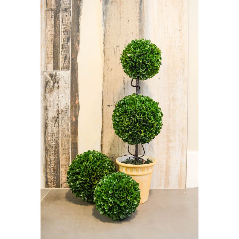 Faux Preserved Artificial Boxwood Ball Topiary Plant 7.25"H, Green - ABN5P014-GRN