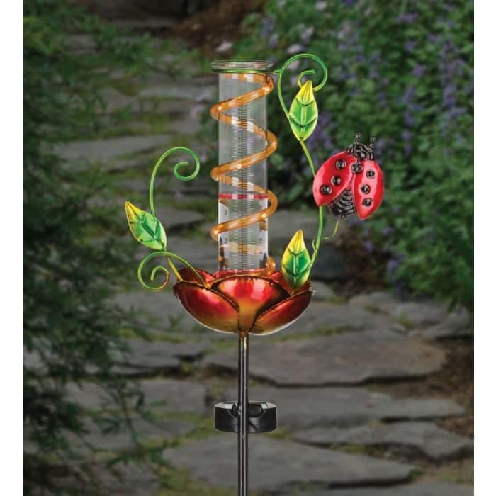 Rain Gauge Solar Stake - Ladybug