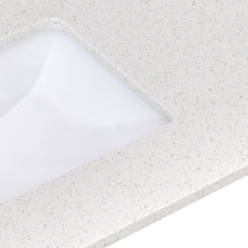 48" inch Freestanding Bathroom Vanity with Ice White Quartz Counter Top Ceramic Rectangular Sink