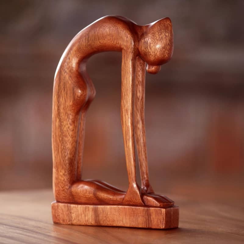 Novica Handmade Camel Pose Wood Sculpture