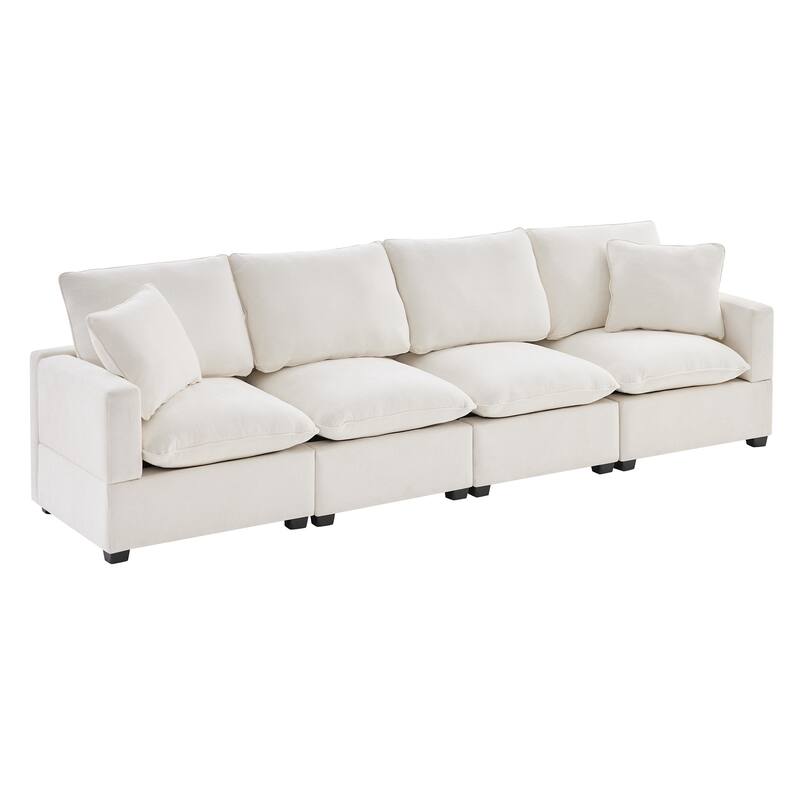 110" Chenille Modular Sectional Sofa with 2 Pillows, 4-Seater, 330lb Capacity