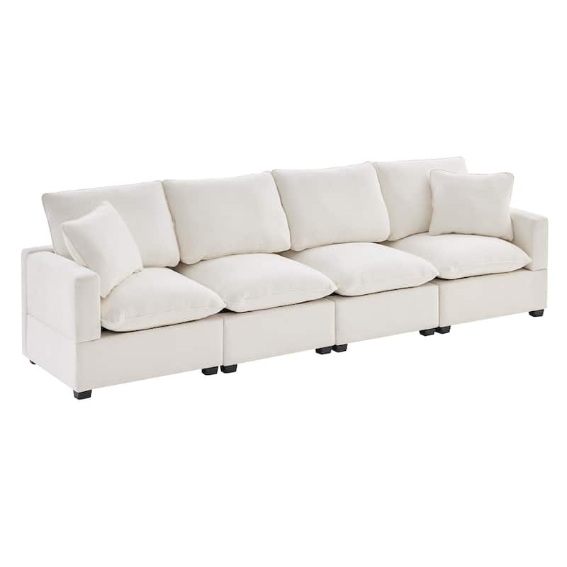 84" Modular Chenille 4-Seat Sofa Set with Removable Cushions