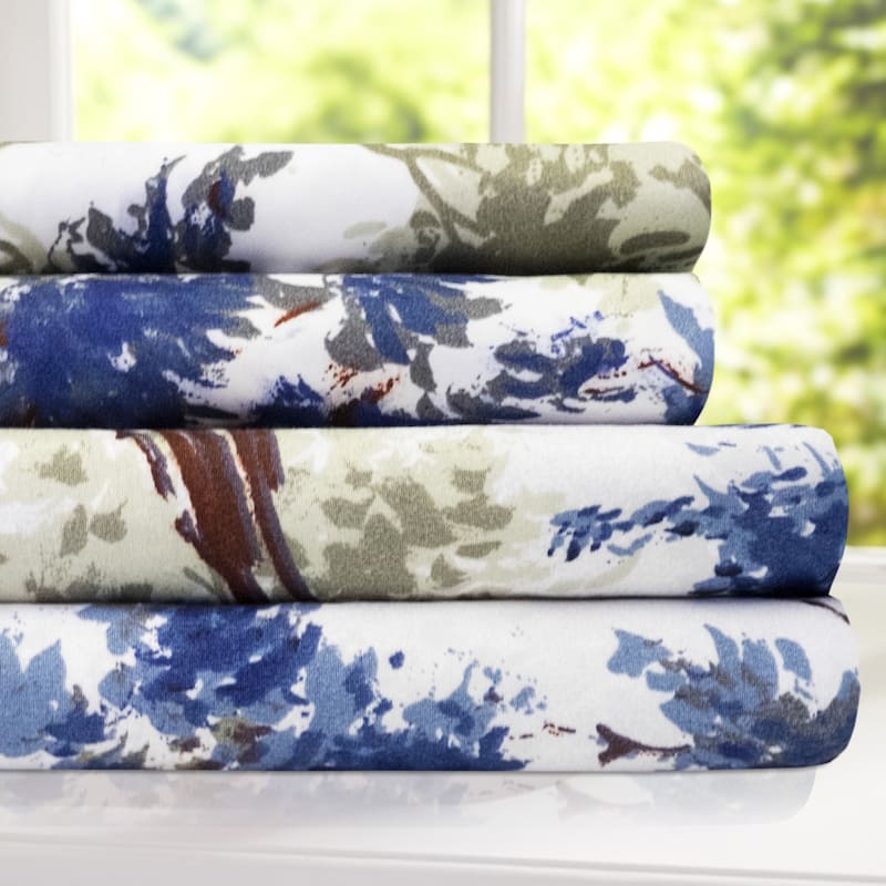 Sweet Home Collection Florence 4 Piece Printed Sheet Set, Double Brushed Microfiber